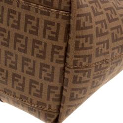 Pre Owned Fendi Brown Zucchino Coated Canvas Superstar Shopping Tote