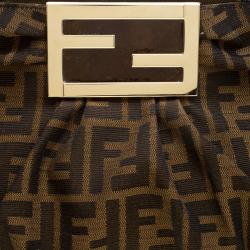 Pre Owned Fendi Tobacco Zucca Canvas Small Mia Shoulder Bag