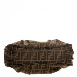 Pre Owned Fendi Tobacco Zucca Canvas Small Mia Shoulder Bag