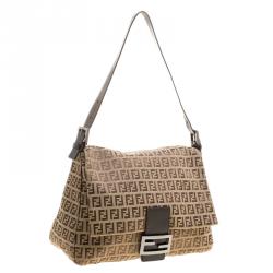 Pre Owned Fendi Tobacco Zucchino Canvas Mama Forever Shoulder Bag