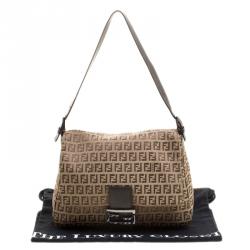 Pre Owned Fendi Tobacco Zucchino Canvas Mama Forever Shoulder Bag