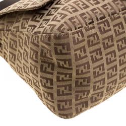 Pre Owned Fendi Tobacco Zucchino Canvas Mama Forever Shoulder Bag