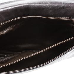 Pre Owned Fendi Dark Brown Crocodile and Leather Vintage Flap Shoulder Bag