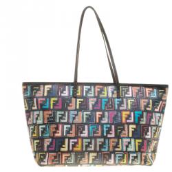 Pre Owned Fendi Multicolor Zucca Coated Canvas Roll Tote