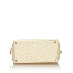 Pre Owned Fendi Ivory Ostrich Embossed Leather Satchel Bag