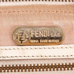 Pre Owned Fendi Ivory Ostrich Embossed Leather Satchel Bag