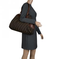 Pre Owned Fendi Brown Zucca Canvas Chef du Jour Satchel