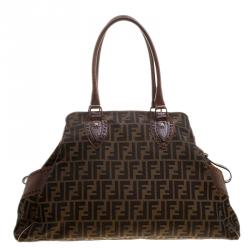 Pre Owned Fendi Brown Zucca Canvas Chef du Jour Satchel