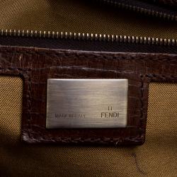 Pre Owned Fendi Brown Zucca Canvas Chef du Jour Satchel