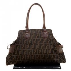 Pre Owned Fendi Brown Zucca Canvas Chef du Jour Satchel