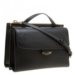 Pre Owned Fendi Black Textured Leather Small Demi Jour Shoulder Bag