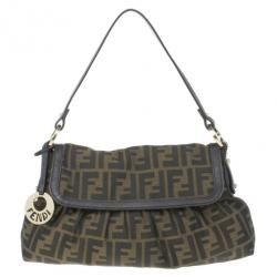 Pre Owned Fendi Brown Zucca Canvas Chef Shoulder Bag