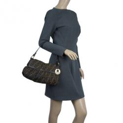 Pre Owned Fendi Brown Zucca Canvas Chef Shoulder Bag