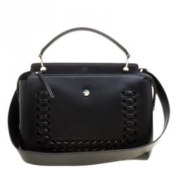 Pre Owned Fendi Black Leather Dotcom Satchel