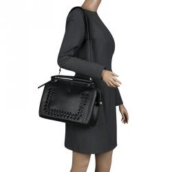 Pre Owned Fendi Black Leather Dotcom Satchel