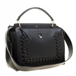 Pre Owned Fendi Black Leather Dotcom Satchel