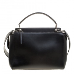 Pre Owned Fendi Black Leather Dotcom Satchel