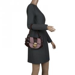 Pre Owned Fendi Purple/Brown Zucchino Canvas and Leather Shoulder Bag