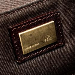 Pre Owned Fendi Purple/Brown Zucchino Canvas and Leather Shoulder Bag