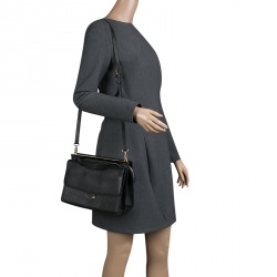 Pre Owned Fendi Dark Grey Textured Leather Small Demi Jour Shoulder Bag