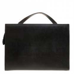 Pre Owned Fendi Dark Grey Textured Leather Small Demi Jour Shoulder Bag