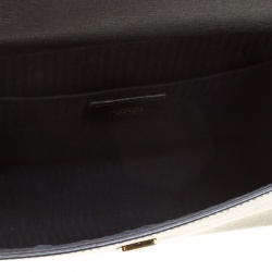 Pre Owned Fendi Dark Grey Textured Leather Small Demi Jour Shoulder Bag