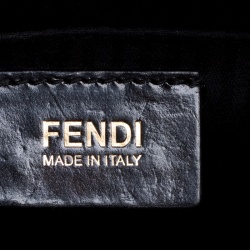 Pre Owned Fendi Dark Grey Textured Leather Small Demi Jour Shoulder Bag