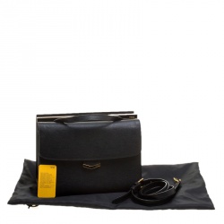 Pre Owned Fendi Dark Grey Textured Leather Small Demi Jour Shoulder Bag