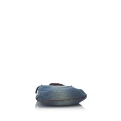 Pre Owned Fendi Two Tone Denim/Leather Oyster Bag