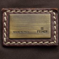 Pre Owned Fendi Two Tone Denim/Leather Oyster Bag