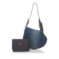 Pre Owned Fendi Two Tone Denim/Leather Oyster Bag