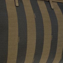 Pre Owned Fendi Brown Canvas Pequin Roll Tote