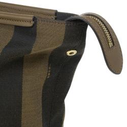 Pre Owned Fendi Brown Canvas Pequin Roll Tote