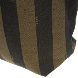 Pre Owned Fendi Brown Canvas Pequin Roll Tote