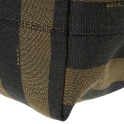 Pre Owned Fendi Brown Canvas Pequin Roll Tote
