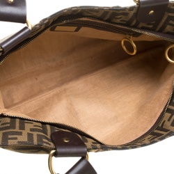 Pre Owned Fendi Tobacco Zucca Zebra Print Canvas Shopper Tote