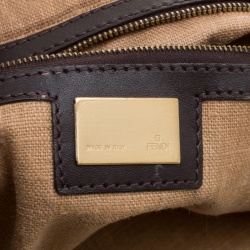 Pre Owned Fendi Tobacco Zucca Zebra Print Canvas Shopper Tote