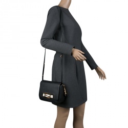 Pre Owned Fendi Black Leather 3Baguette Shoulder Bag