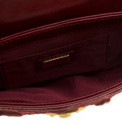 Pre Owned Fendi Burgundy Fur and Leather Borsa Tuc Shoulder Bag