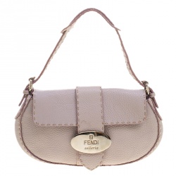 Pre Owned Fendi Lilac Leather Selleria Shoulder Bag