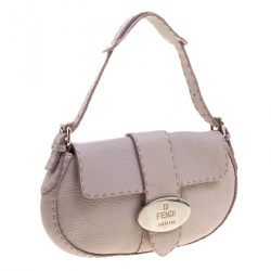 Pre Owned Fendi Lilac Leather Selleria Shoulder Bag