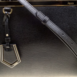 Pre Owned Fendi Black Saffiano Leather Small 2Jours Tote