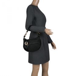 Pre Owned Fendi Black Zucchino Canvas Front Pocket Hobo 