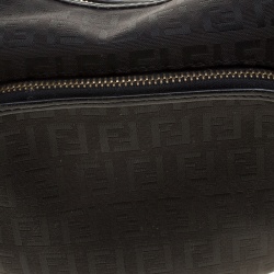 Pre Owned Fendi Black Zucchino Canvas Front Pocket Hobo 