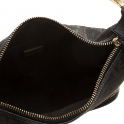 Pre Owned Fendi Black Zucchino Canvas Front Pocket Hobo 