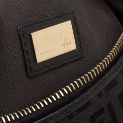 Pre Owned Fendi Black Zucchino Canvas Front Pocket Hobo 