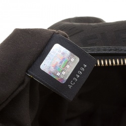 Pre Owned Fendi Black Zucchino Canvas Front Pocket Hobo 