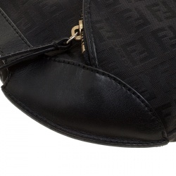 Pre Owned Fendi Black Zucchino Canvas Front Pocket Hobo 