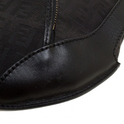 Pre Owned Fendi Black Zucchino Canvas Front Pocket Hobo 