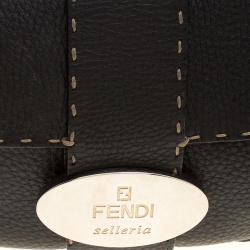 Pre Owned Fendi Black Leather Selleria Shoulder Bag